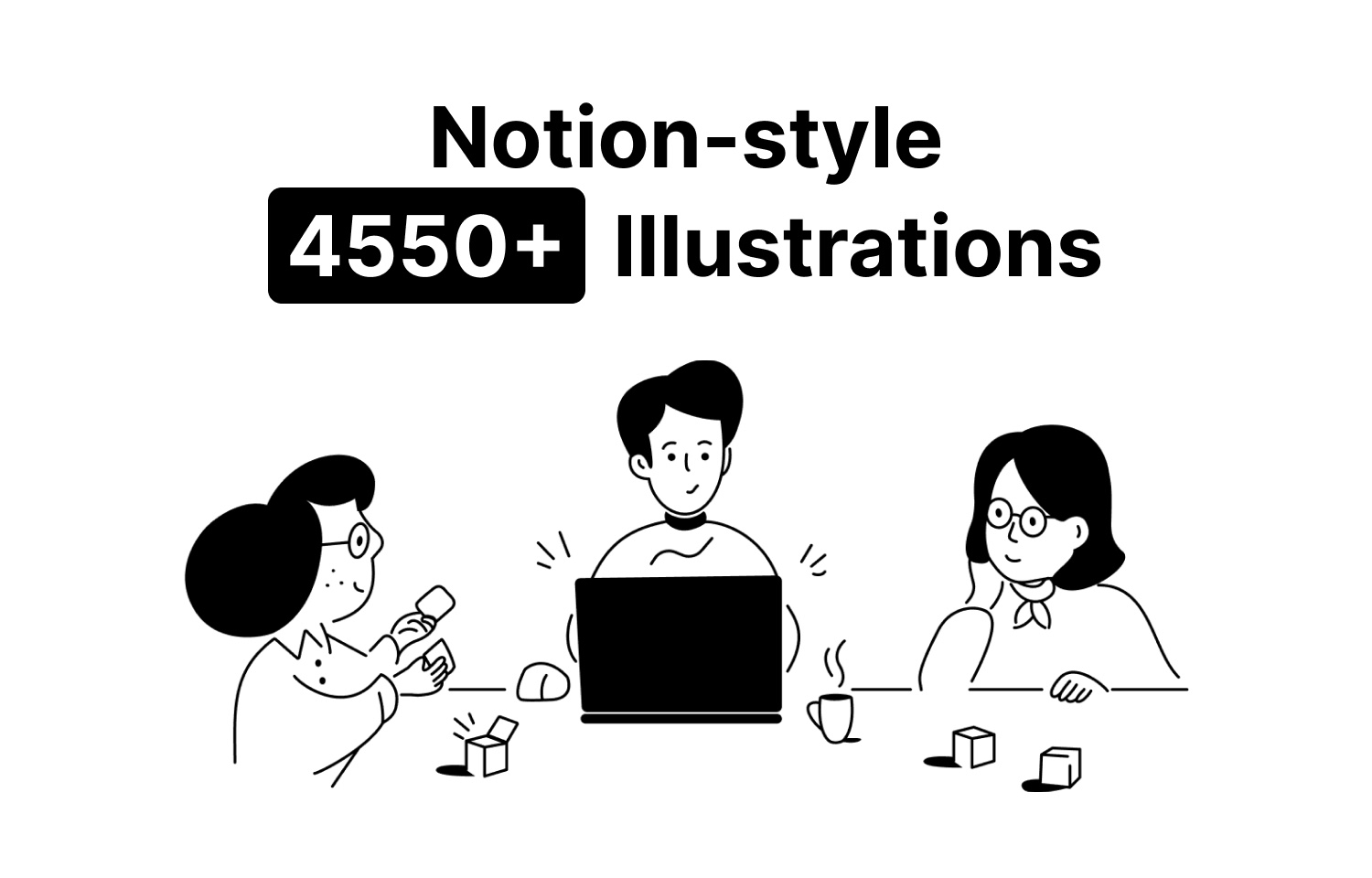 notion-style illustrations, icons, and wallpapers